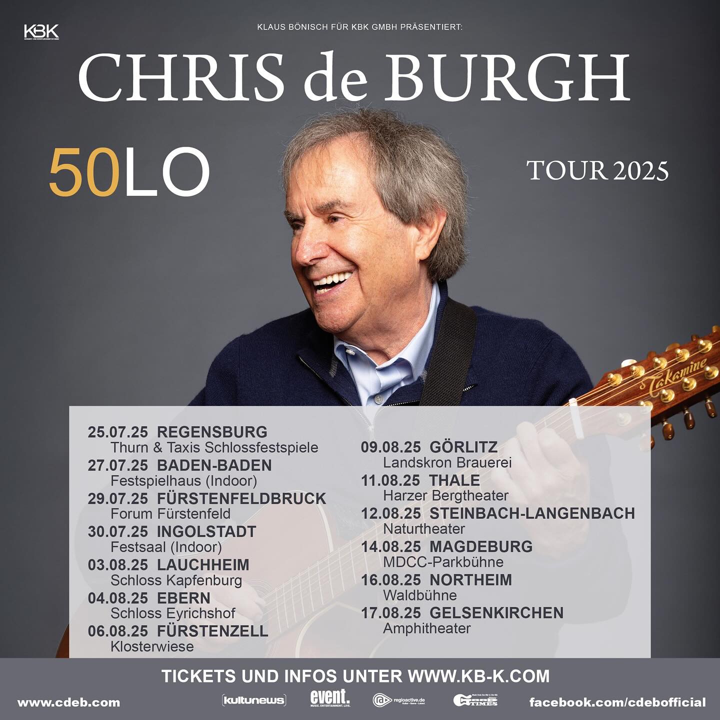 Chris de Burgh 50LO Tour Poster 2025