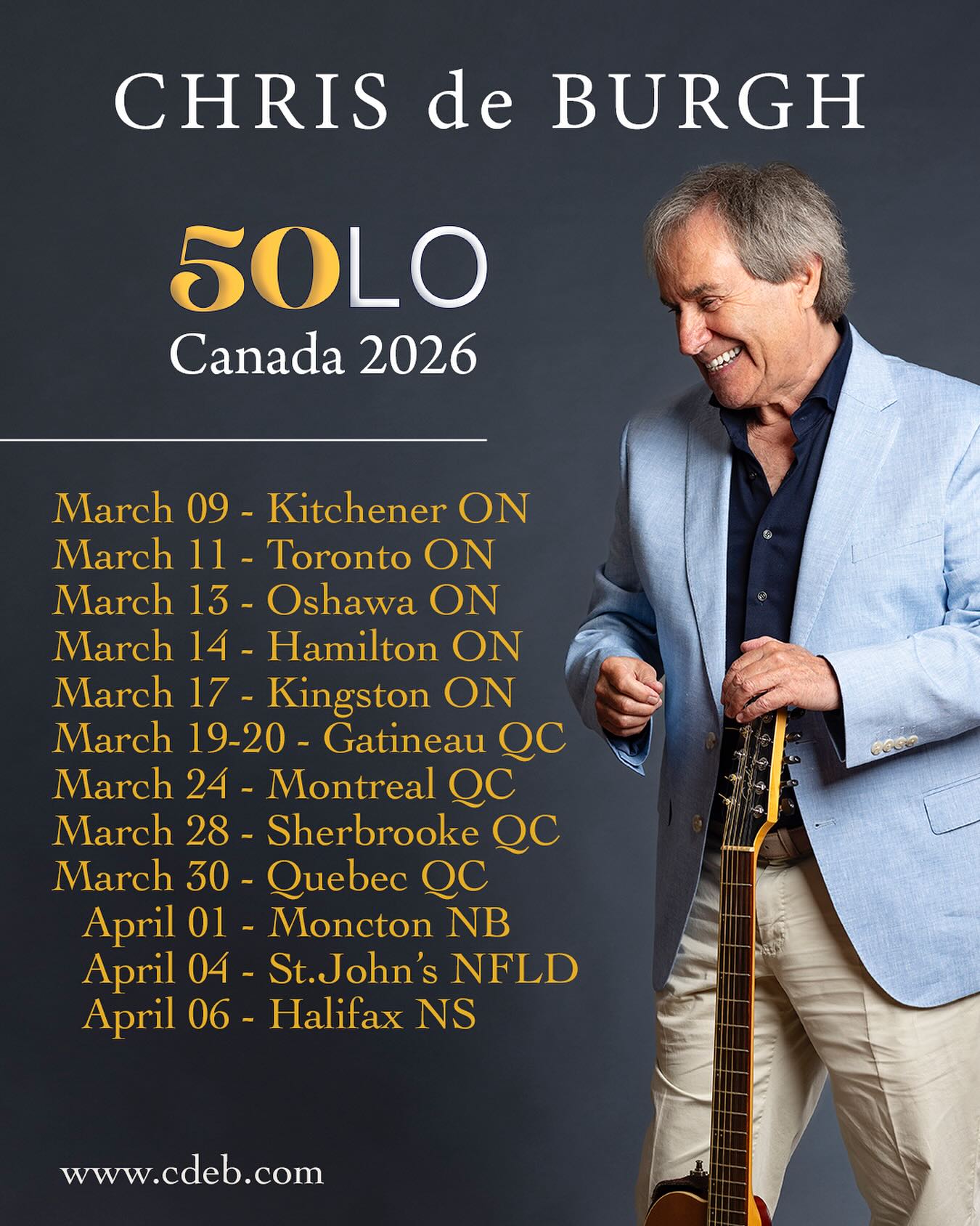 Chris de Burgh 50LO Tour Poster 2026